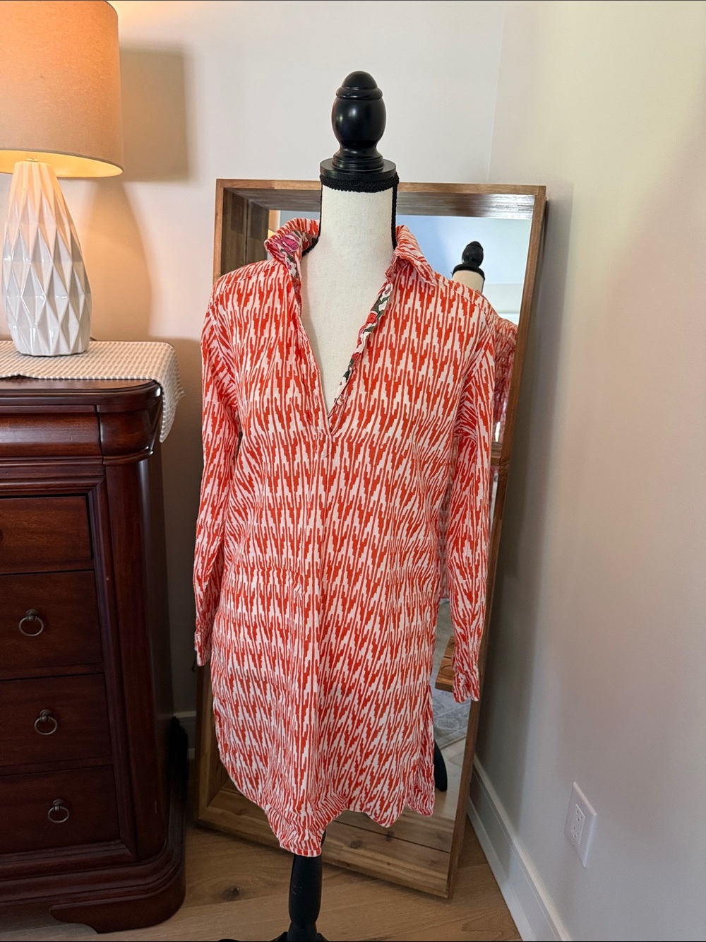 Lightweight Red Ikat-Print Men's Shirt